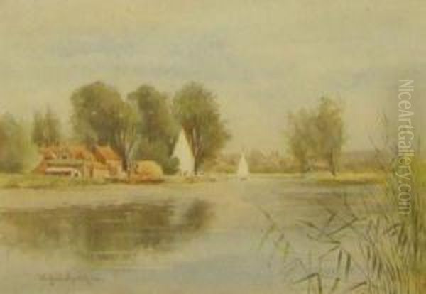 Surlingham Ferry Oil Painting by William Leslie Rackham