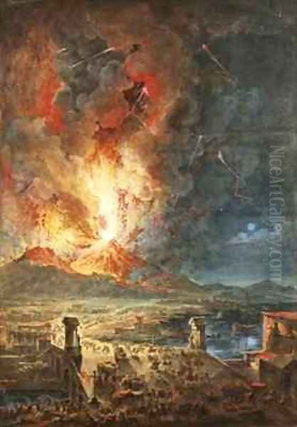 The Great Eruption of Mt Vesuvius Oil Painting by Louis Jean Desprez