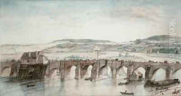 The Two Bridges Saint Cloud and Sevres Oil Painting by Louis Jean Desprez