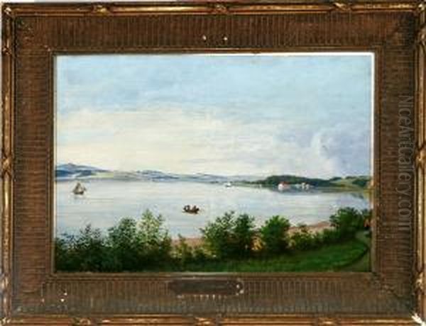 Danish Summer Landscape At Mariager Inlet Oil Painting by Niels Gronbek Rademacher