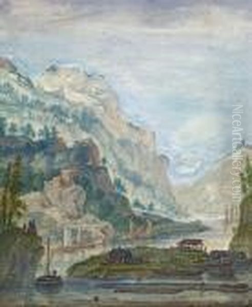 Rheinlandschaft Mit Fahreund Booten Oil Painting by Abraham Rademaker