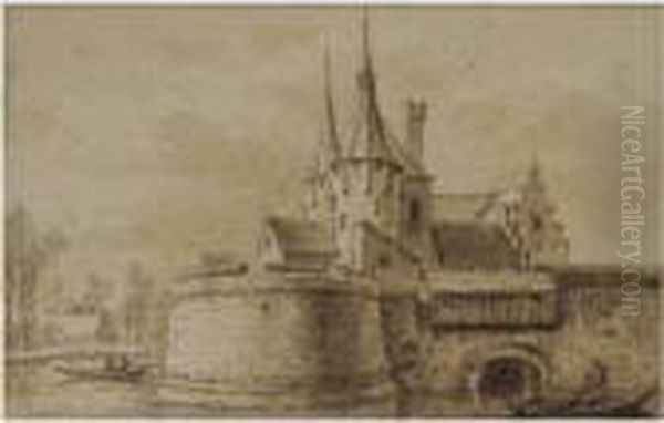 The North Or West Gate At Hoorn Oil Painting by Abraham Rademaker