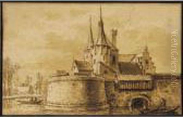 The North Or West Gate At Hoorn Oil Painting by Abraham Rademaker