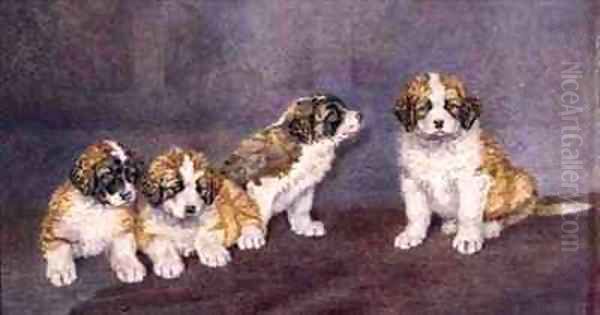 Puppies in Council Oil Painting by Rupert Arthur Dent