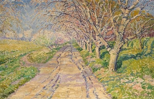 A Tree-lined Road Oil Painting by Vaclav Radimsky