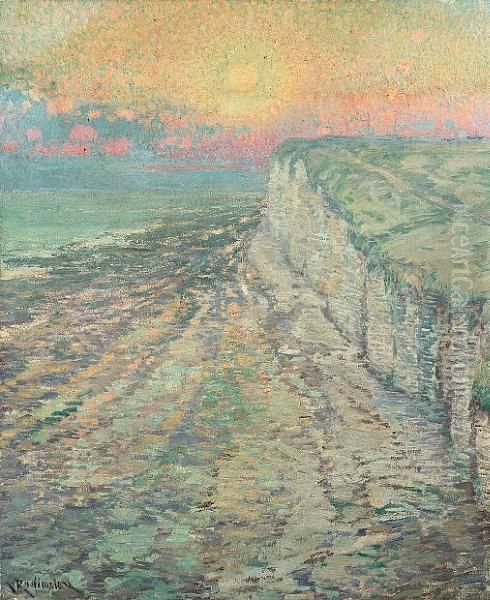 Sunset Over Cliffs Oil Painting by Vaclav Radimsky