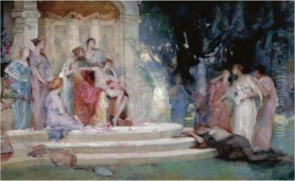 Sketch For Psyche Before The Throne Of Venus Oil Painting by Henrietta Rae