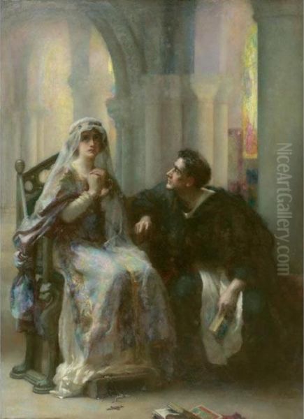 Ellen Terry And Henry Irving In Abelard And Heloise Oil Painting by Henrietta Rae