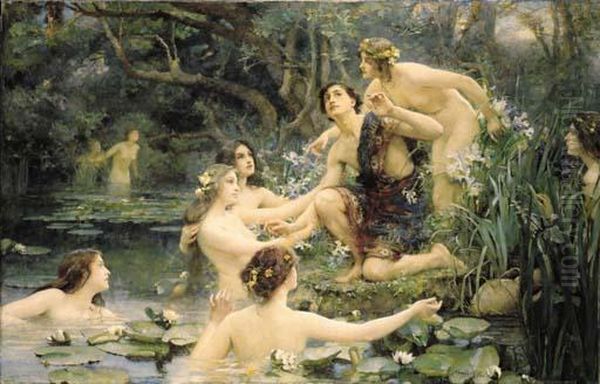 Hylas And The Water Nymphs Oil Painting by Henrietta Rae