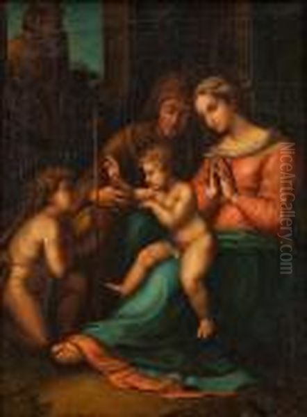 La Sacra Famiglia Oil Painting by Santi Raffaelo