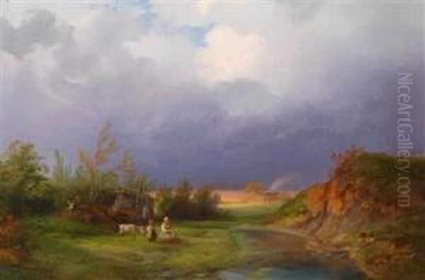 Landschaft Beiaufziehendem Gewitter Oil Painting by Ignaz Raffalt