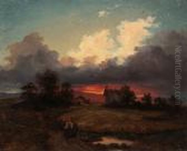 Landschaft In Der Abenddammerung Oil Painting by Ignaz Raffalt