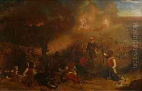 Battle of Tubabecelong Oil Painting by Chevalier Louis-William Desanges