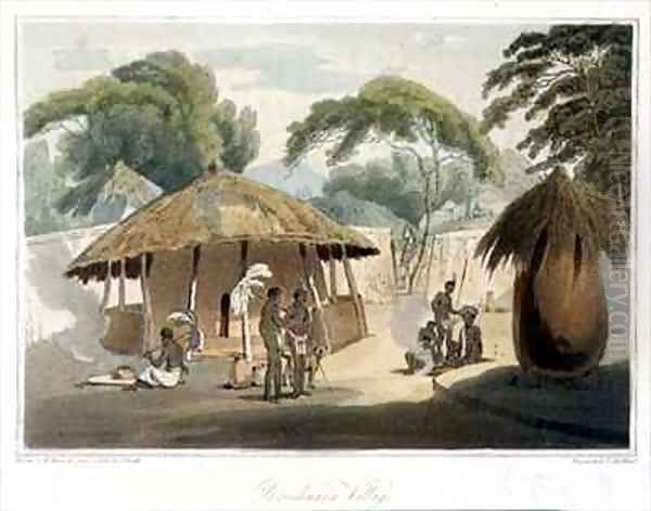 Booshuana Village Oil Painting by Samuel Daniell