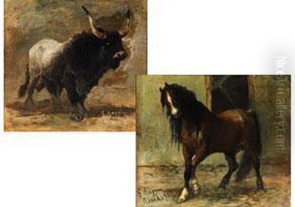 Pferd Und Bulle Oil Painting by Giuseppe Raggio