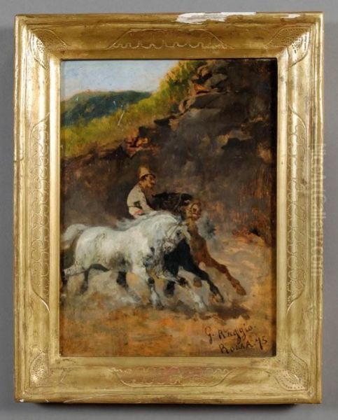 Buttero A Cavallo Oil Painting by Giuseppe Raggio