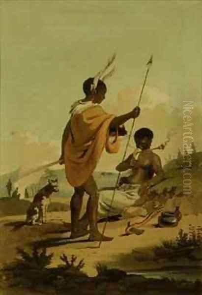 Bushooana Man and Woman Oil Painting by Samuel Daniell