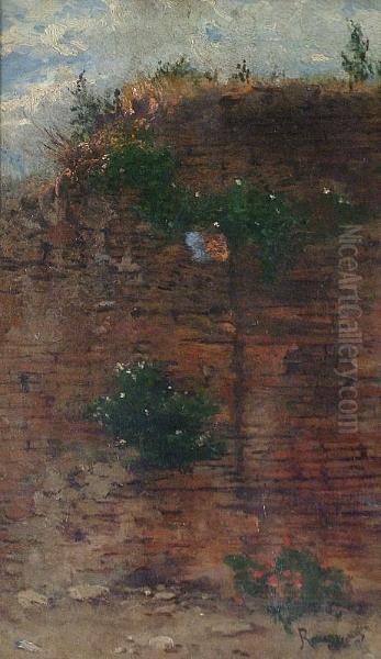 A Garden Wall Oil Painting by Giuseppe Raggio