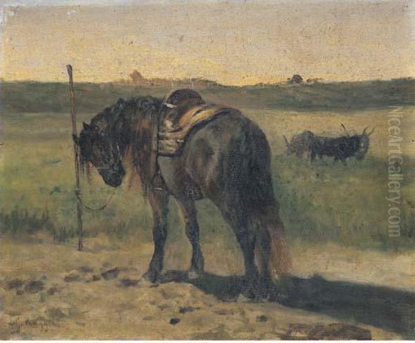 Cavallo Nel Paesaggio Oil Painting by Giuseppe Raggio