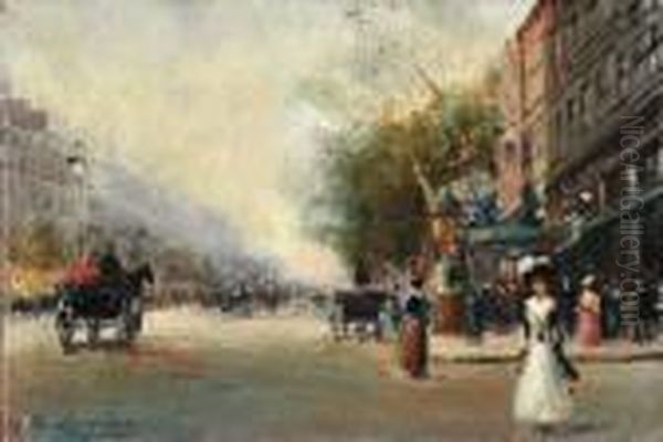 Boulevard Oil Painting by Raffaele Ragione