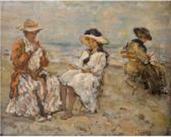 Fanciulle Sulla Spiaggia Oil Painting by Raffaele Ragione