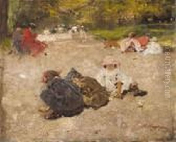 Enfants Au Parc Monceau Oil Painting by Raffaele Ragione