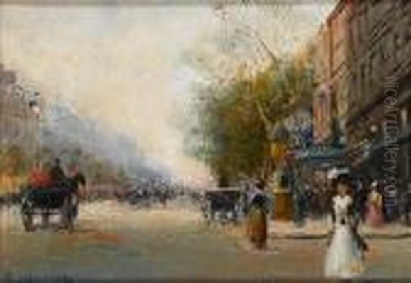 Les Grands Boulevards, Paris Oil Painting by Raffaele Ragione