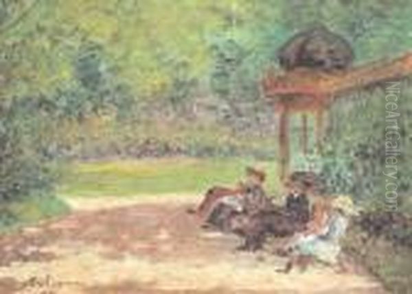 Figure Nel Parco Oil Painting by Raffaele Ragione