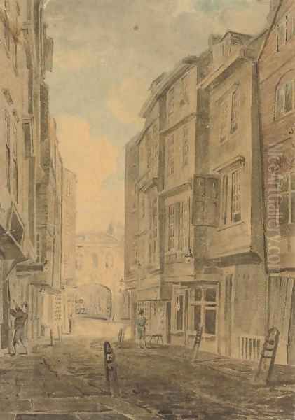 Butchers Row and Temple Bar, London Oil Painting by Edward Dayes