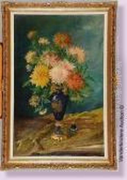 Vase De Fleurs Oil Painting by Jules Felix Ragot