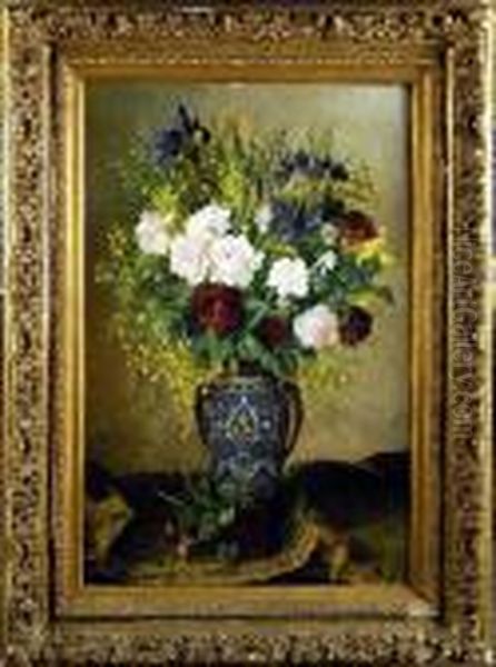 [vase Garni De Fleurs.] Oil Painting by Jules Felix Ragot