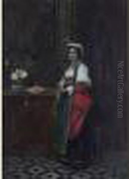 Femme Dans Son Interieur Oil Painting by Jules Felix Ragot