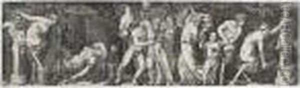 Bacchanal Oil Painting by Marcantonio Raimondi