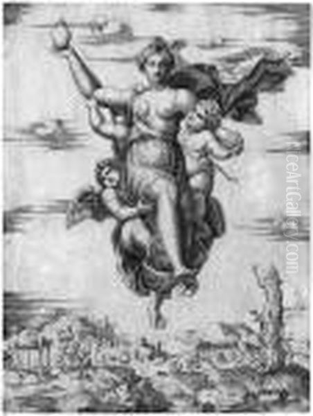 Schule: Psyche Oil Painting by Marcantonio Raimondi