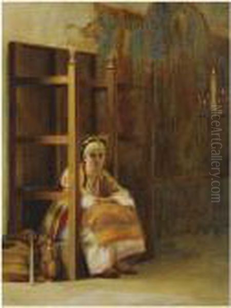 Young Girl In A Greek Church Oil Painting by Theodore Jacques Ralli