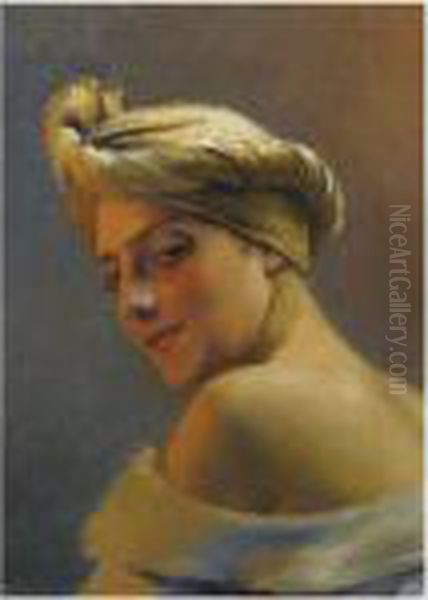 Girl With Turban Oil Painting by Theodore Jacques Ralli