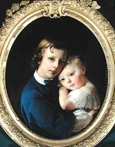 Paul and Rene Dubufe Oil Painting by Claude-Marie Dubufe