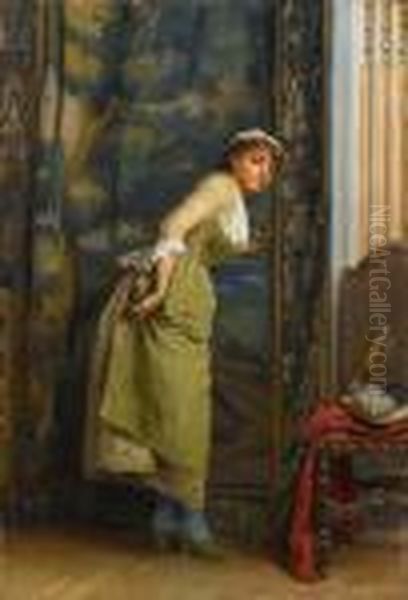 Eavesdropping Oil Painting by Theodore Jacques Ralli