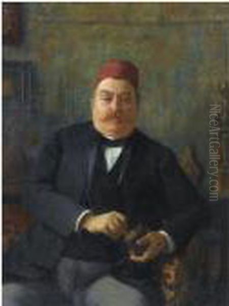 Portrait Of The Nubar Pasha Oil Painting by Theodore Jacques Ralli