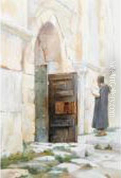 Entrance To The Virgin's Tomb, Jerusalem Oil Painting by Theodore Jacques Ralli