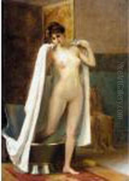 After The Bath Oil Painting by Theodore Jacques Ralli