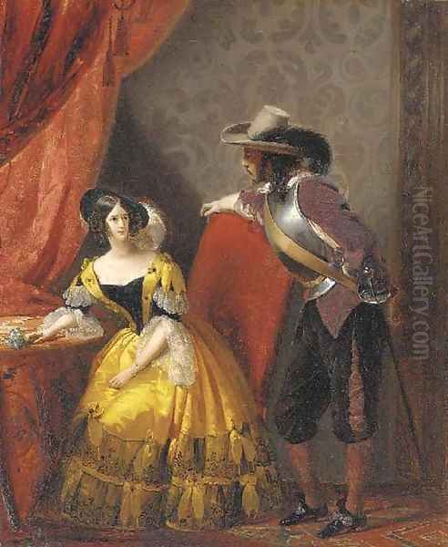 Duc et Duchesse de Dino Oil Painting by Claude-Marie Dubufe