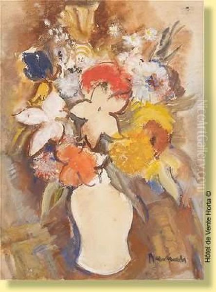 Vase Fleuri Oil Painting by Henri Ramah