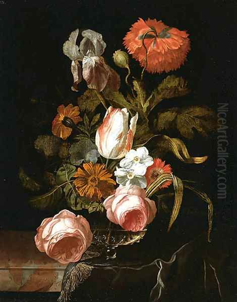 A tulip and Roses Oil Painting by Isaak Denies