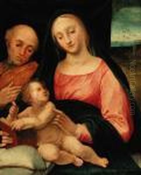 The Holy Family Oil Painting by Bartolomeo Ramenghi (Bagnacavallo)