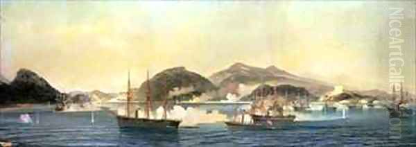 The Second Battle of Shimonoseki Oil Painting by Jean Baptiste Henri Durand-Brager