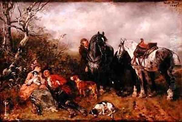 A Country Encounter Oil Painting by Wilhelm Von Diez