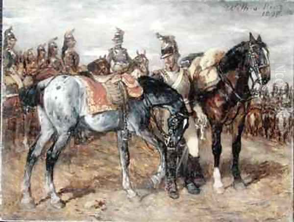 A Troop of French Cuirassiers Oil Painting by Wilhelm Von Diez