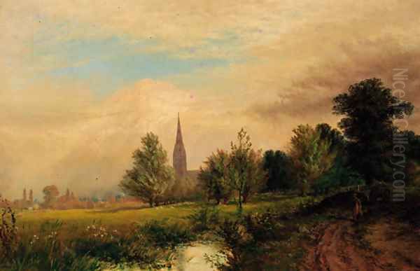 Salisbury Cathedral, South View Oil Painting by Alfred Dawson