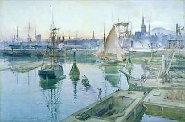 Dundee from the Harbour Oil Painting by James Douglas